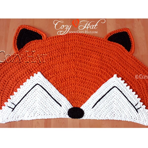Fox Rug. Hand Crocheted. Sale - READY TO SHIP!