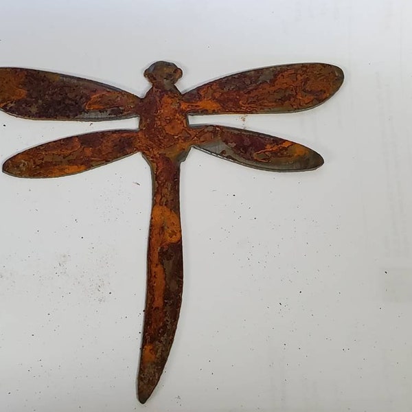 6 inch Rusty Dragonfly Insect Bug Vintage Antique-y Metal Steel Wall Garden Art Ornament Craft Scrapbook Stencil DIY Sign Made in USA