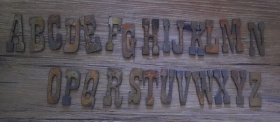 6 inch Rough Rusty Metal Vintage Western Style Complete Alphabet Letters Stencil 