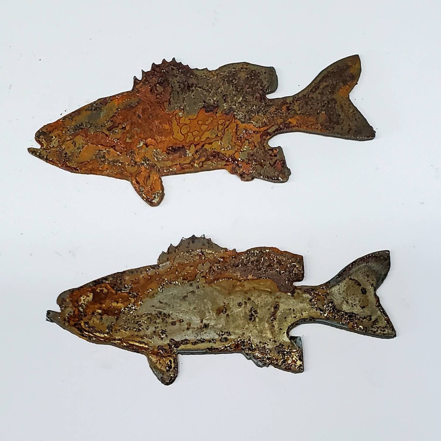 Lot Set of 2 Fish Bass Shapes 4 Inch Rough Rusty Metal Steel Wall Art  Stencil DIY Craft Sign Outdoor Sport Decor Made in USA -  Canada
