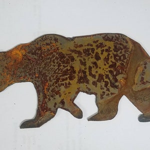6 inch Bear Grizzly Shape Rusty Vintage Antique-y Metal Steel Wall Art Ornament Craft Stencil DIY Sign Made in USA