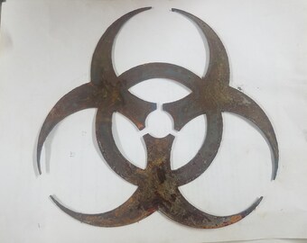 8 inch BIOHAZARD Logo Warning Rusty Metal Art Ornament Craft Stencil Vintage DIY Sign