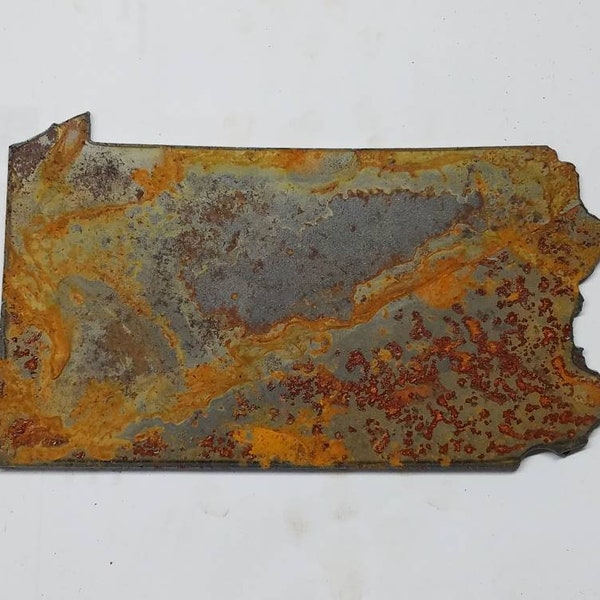 6 inch State Shape PENNSYLVANIA PA Rusty Vintage Antique-y Metal Steel Wall Art Ornament Craft Stencil