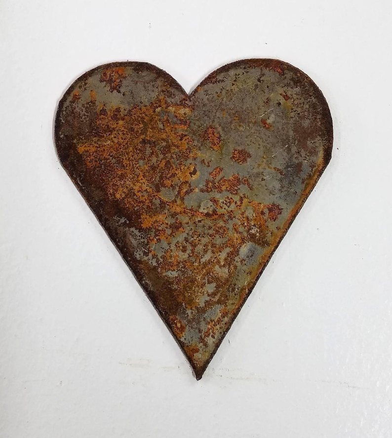 Heart Shape 6 inch Rusty Rustic Vintage Antique-y Metal Steel image 0