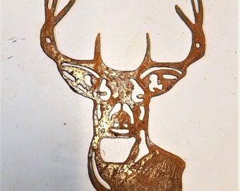 8 inch Deer Buck Head Metal Rough Rusty Vintage-y Steel Wall Art Ornament Craft Sign Wind Chime