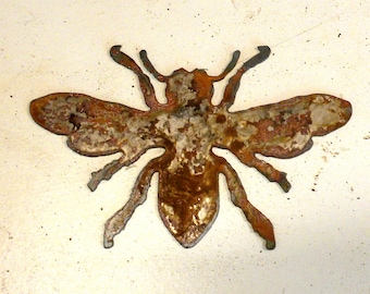 6 inch Victorian French Style Bee Rusty Rough Metal Steel Steampunk Wall Art Ornament Stencil Vintage Sign DIY Craft Made in USA