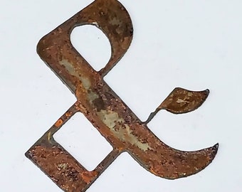 3 inch & ampersand Gothic Script Style Rusty Vintage Metal Steel Wall Art Craft Stencil Sign DIY Family Love Wedding Decor and Made in USA