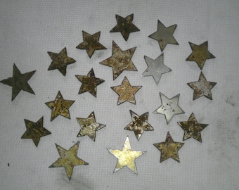 Lot of 20 Rough and Rusty Stars 1-2 inch Metal Art Ornament Stencil Wind Chime Craft DIY Vintage Antique Sign Making
