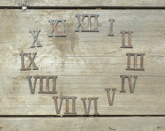 2 inch Roman Numerals Numbers Clock Set (1-12) Rusty Vintage Style Metal Steel Wall Art Ornament Craft Stencil DIY Sign Made in USA