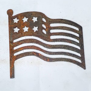 6 inch United States American Flag Rusty Vintage Metal Wall Art Ornament Craft Stencil DIY Sign Made in USA