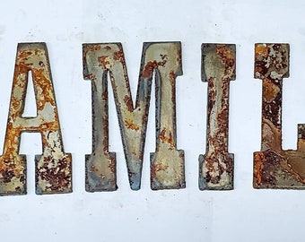 3 in tall Letters FAMILY Rusty Vintage Western Style Metal Steel Wall Art Ornament Stencil DIY Sign Decor Farmhouse Made in USA