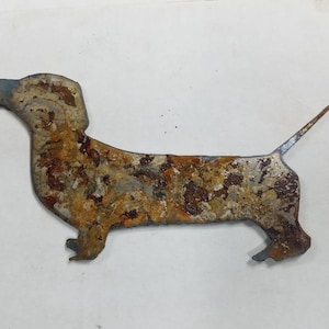 Rusty 6 inch Dachshund Weiner Dog Animal Pet Shapes Vintage Antique Metal Art Ornament Craft Stencil Sign DIY Made in USA