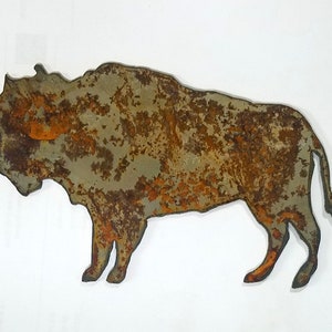 6" Bull Buffalo Bison Sign Shape Rusty Animal Vintage Antique-y Metal Steel Wall Art Ornament Craft Stencil DIY Sign