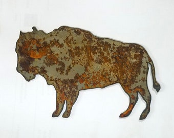 6" Bull Buffalo Bison Sign Shape Rusty Animal Vintage Antique-y Metal Steel Wall Art Ornament Craft Stencil DIY Sign