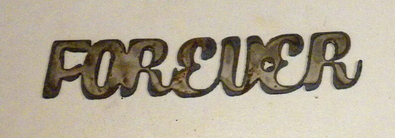 8 Inch Word Forever Script Style Rusty Vintage Metal Steel Etsy - image 0
