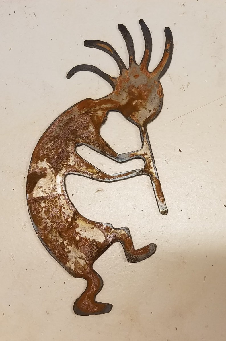 6 Inch Kokopelli Southwest Metal Rough Rusty Vintagey Steel Wall Art