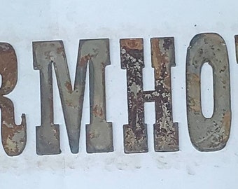 3 in tall Letters FARMHOUSE Rusty Vintage Western Style Metal Steel Wall Art Ornament Stencil DIY Sign Decor Farmhouse Made in USA