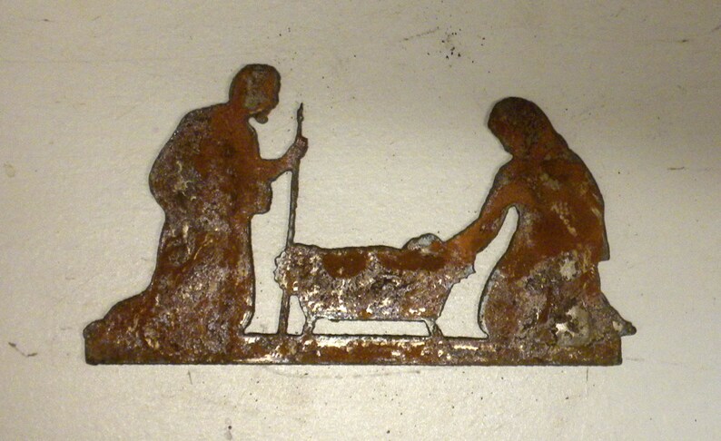 6 Inch Nativity Scene Holiday Christmas Metal Rough Rusty Etsy - image 0