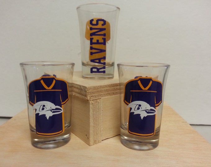 Personalized Ravens Shot Glasses, Personalized Baltimore Ravens Shot Glass, Personalized Ravens Gift, Personalized Shot Glass, under 6 bucks