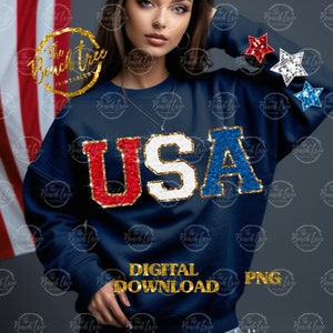 USA Baby Bodysuit: 4th of July Chenille Patch Sweatsuit