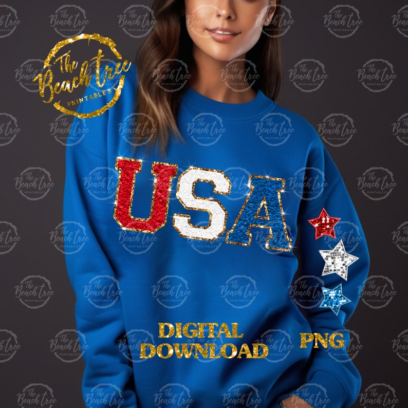 USA Baby Sweatshirt: 4th of July Chenille Silver Patch Outfit