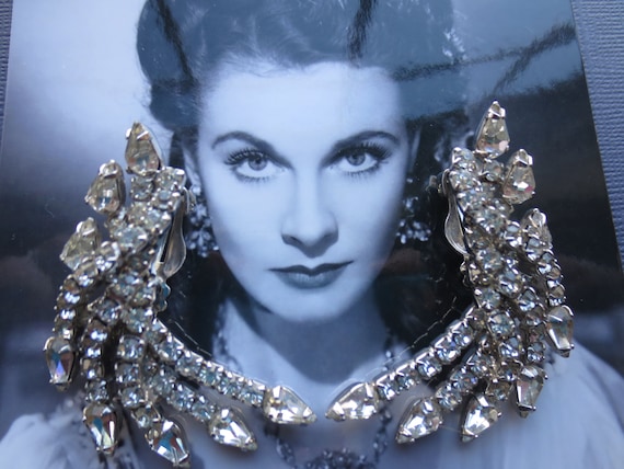 Hollywood Glam rhinestone earrings. - image 1