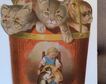 Late 19th C Die Cut with Cats