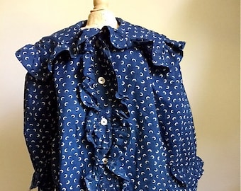 Antique Indigo Calico Child's Blouse
