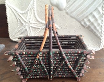 Late 19th C Rustic Twig Basket