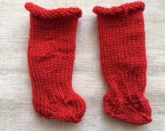 Old Red Wool Doll Socks