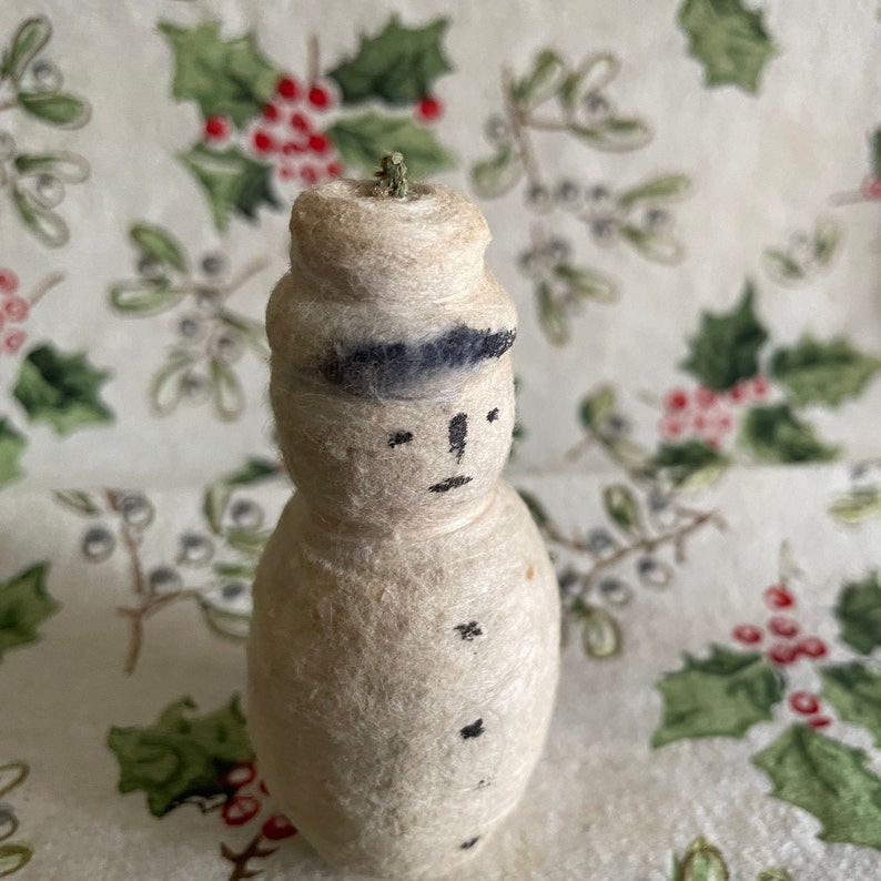 Antique Cotton Batting Snowman Ornament Etsy