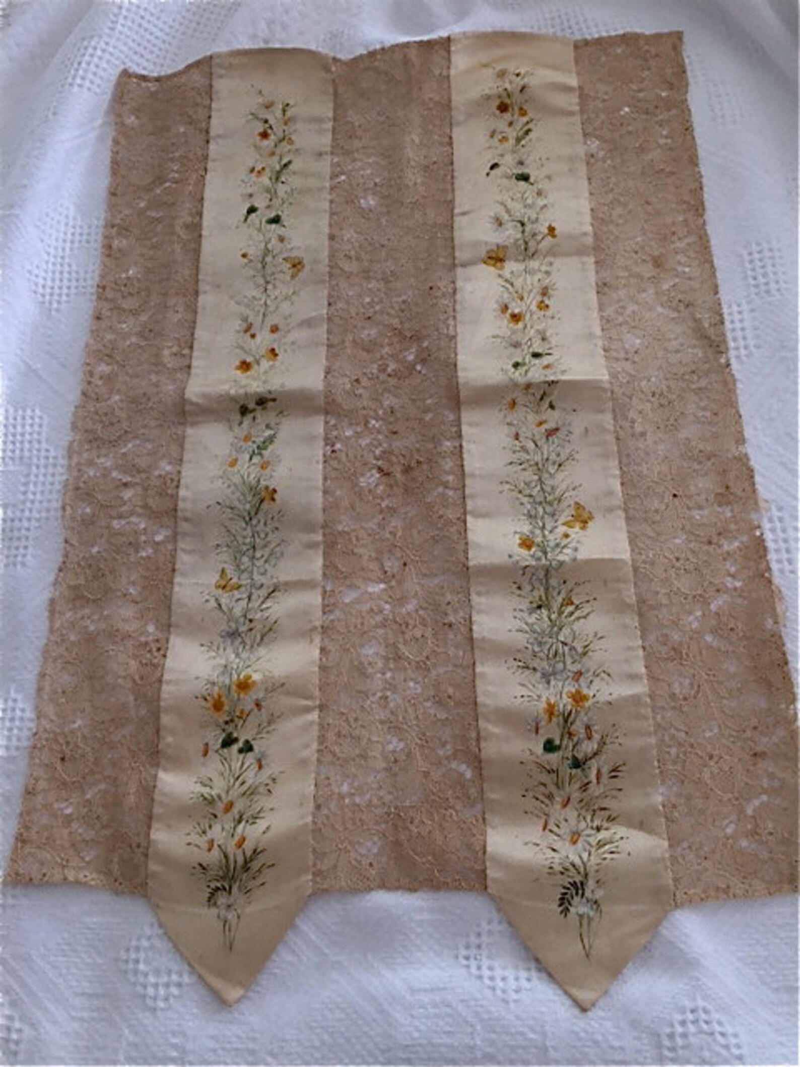 Victorian Hand-painted Ribbon and Lace Dress Fragment - Etsy