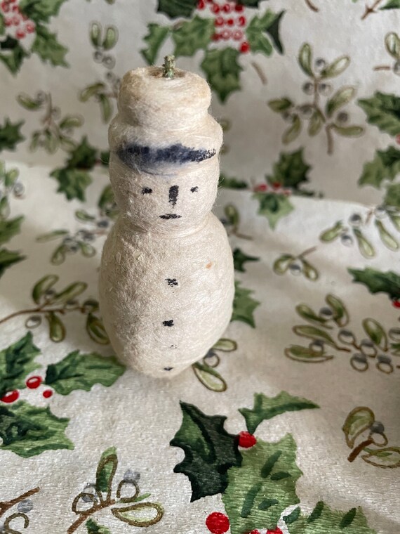 Antique Cotton Batting Snowman Ornament Etsy