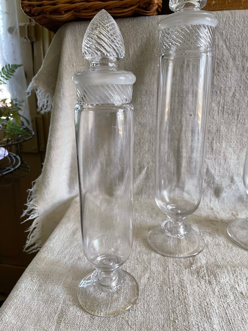 Antique Swirl Lid ApothecaryCandy Store Glass Jar