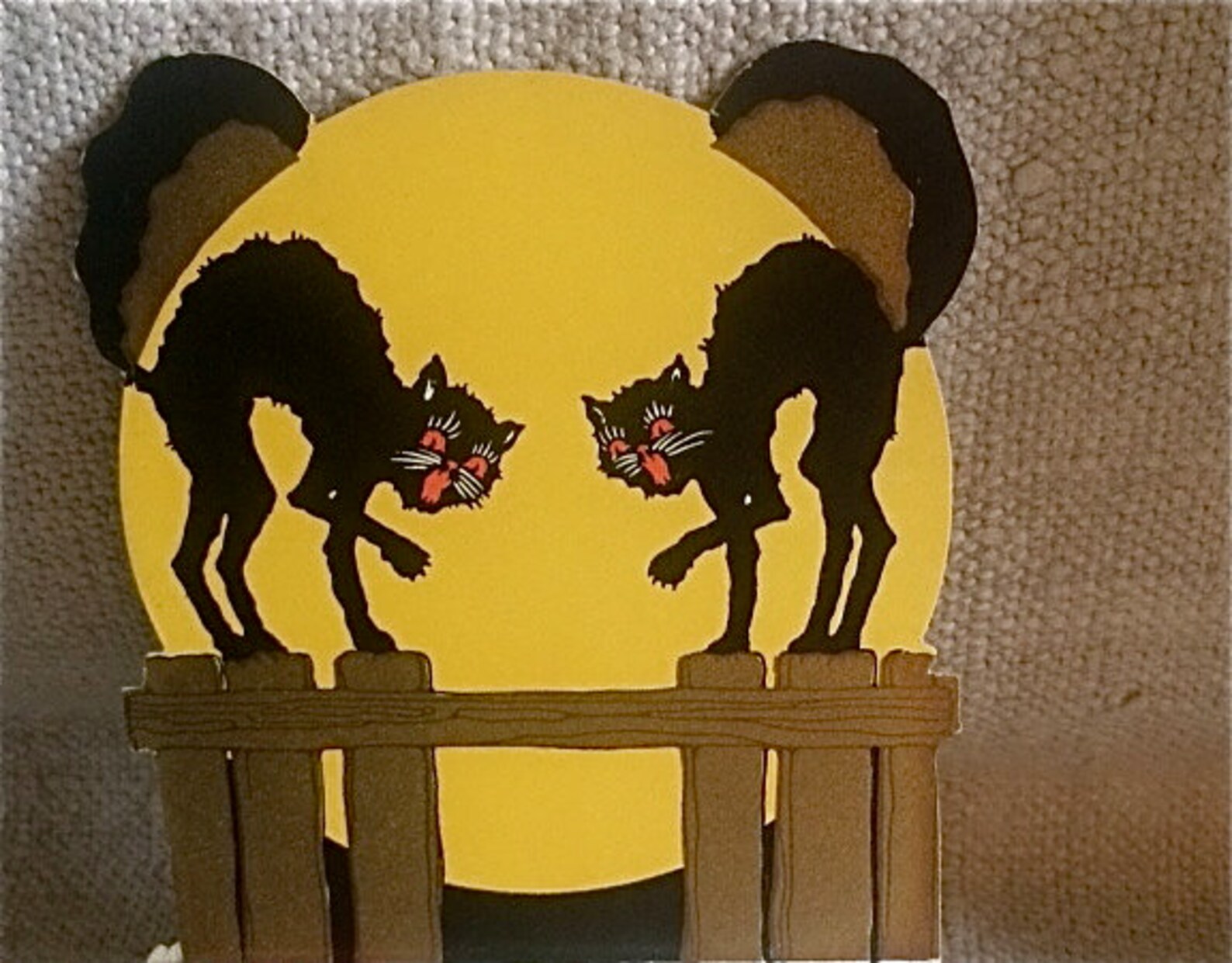 Antique Halloween Placecard With Black Cats JOLS and Moon Etsy