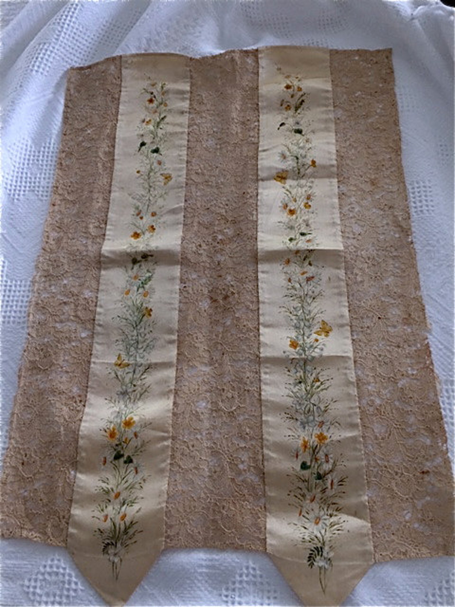 Victorian Hand-painted Ribbon and Lace Dress Fragment - Etsy