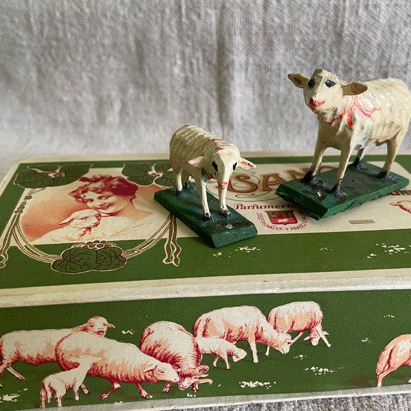 Antique French Soap Box with Fabulous Sheep Graphics