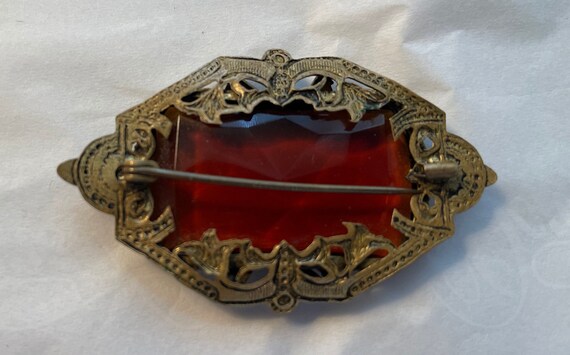 Antique Amber Pin with Filligree - Gem