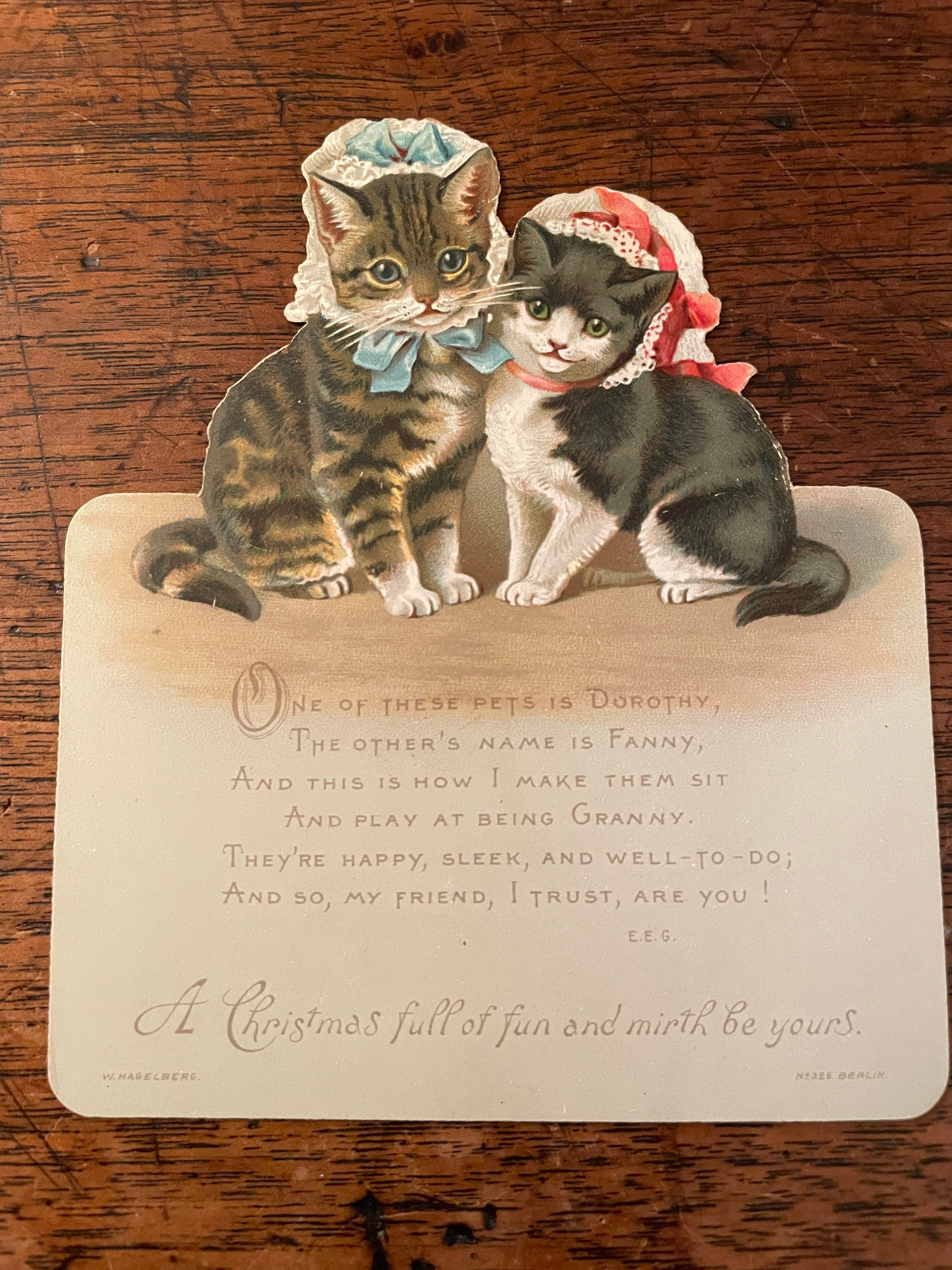 Antique Christmas Card With Cats - Etsy