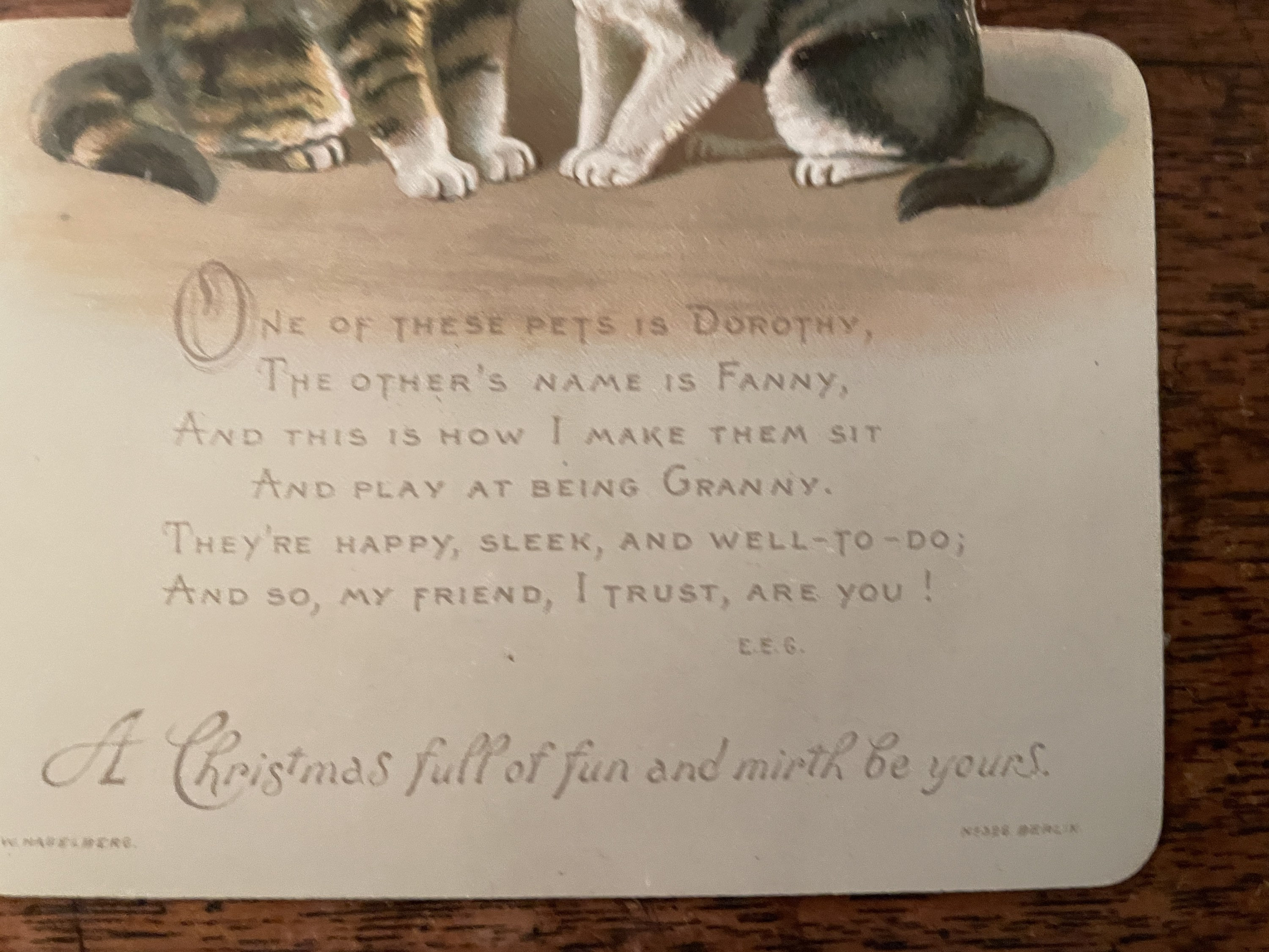 Antique Christmas Card With Cats - Etsy