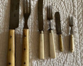 Antique Bone-Handled Knives and Forks