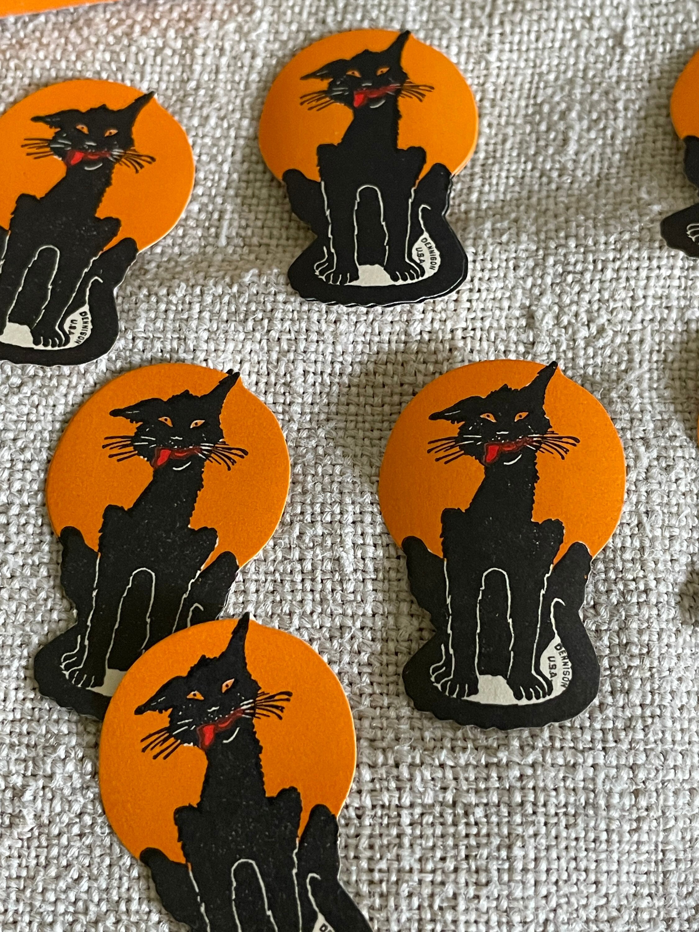 Antique Dennison Halloween Cat Seals -  Portugal