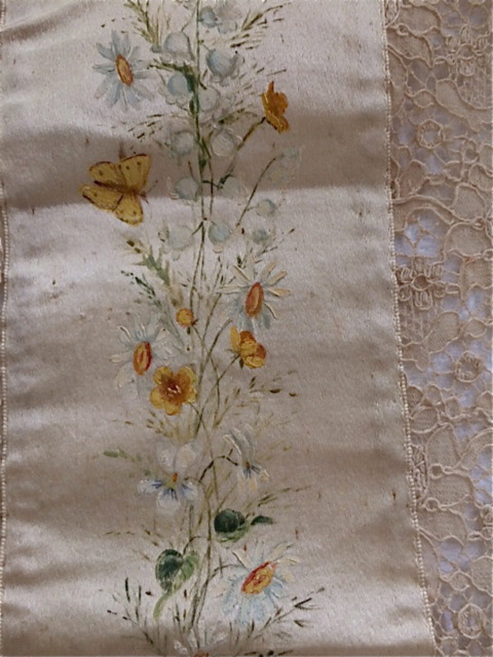 Victorian Hand-painted Ribbon and Lace Dress Fragment - Etsy