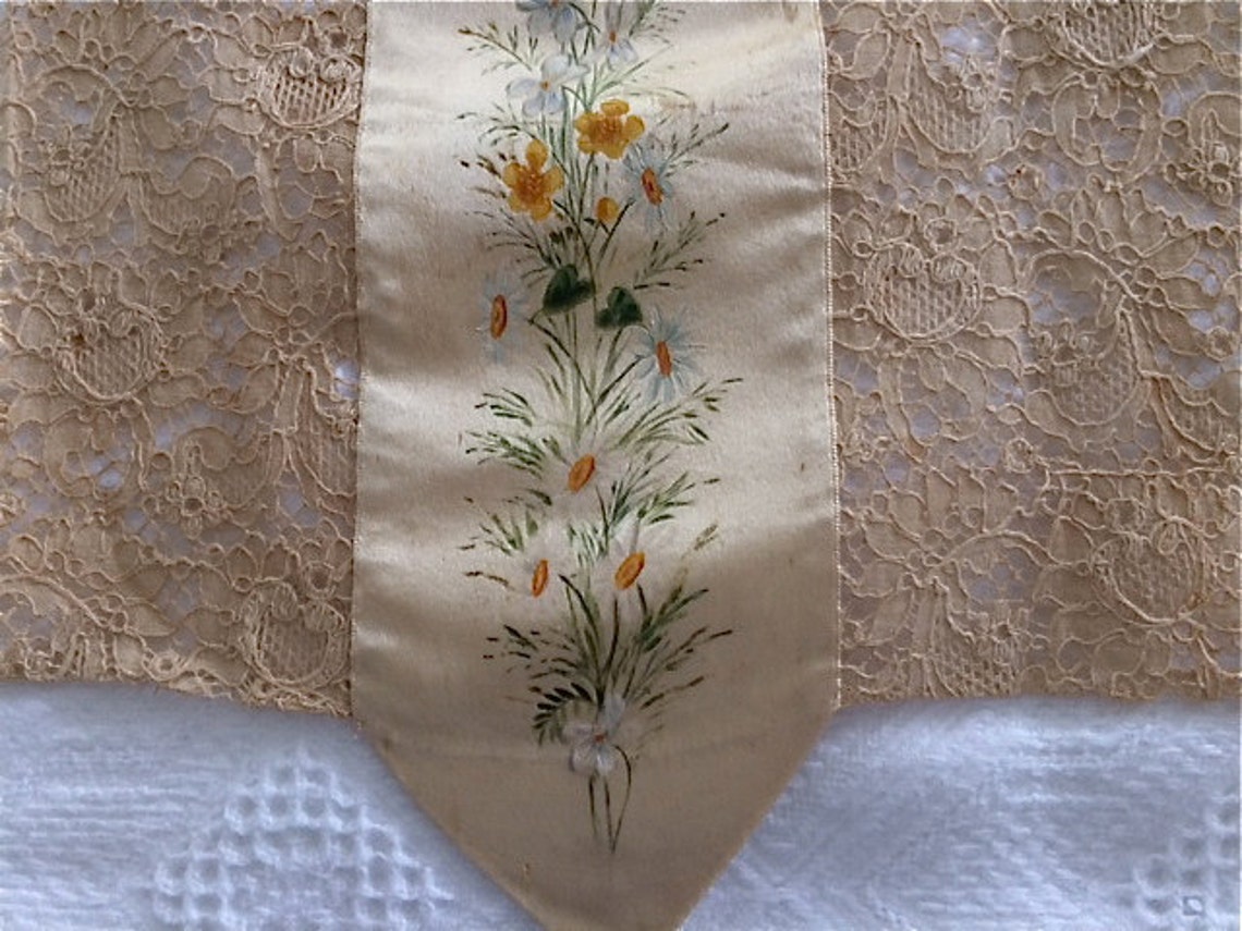Victorian Hand-painted Ribbon and Lace Dress Fragment - Etsy