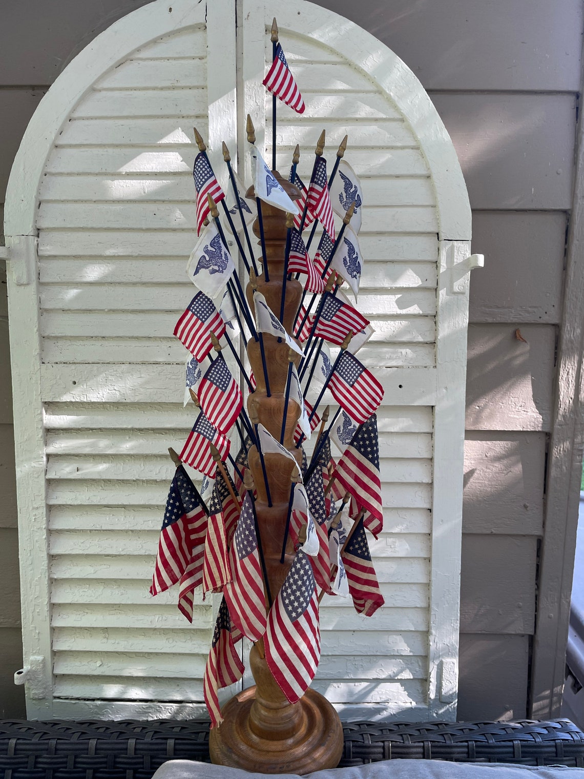 Antique Flag Holder and Flags Etsy