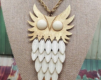 Vintage Owl Necklace Large Statement Piece