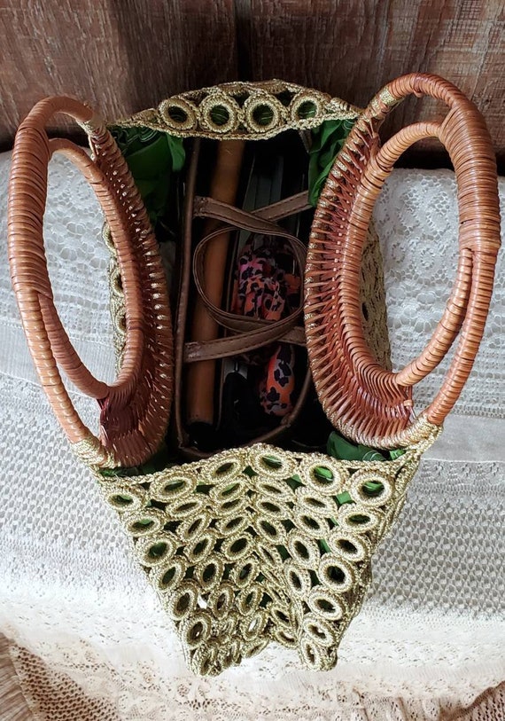 Vintage Crotched Wicker Boho Style Bag - Gem