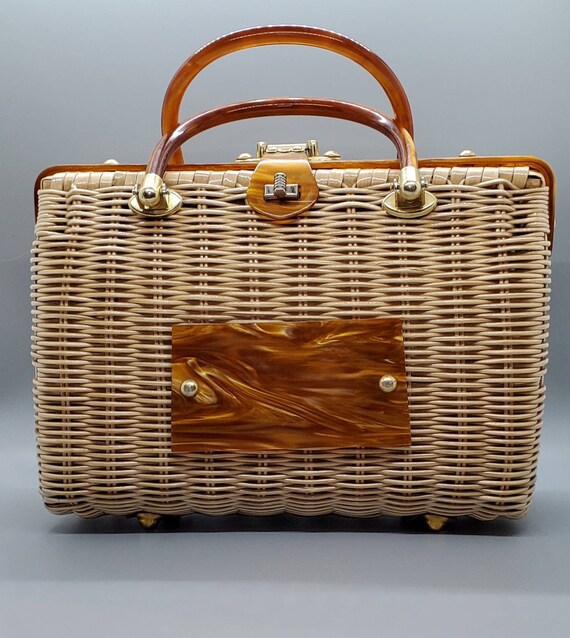 Vintage Lucite Wicker Purse