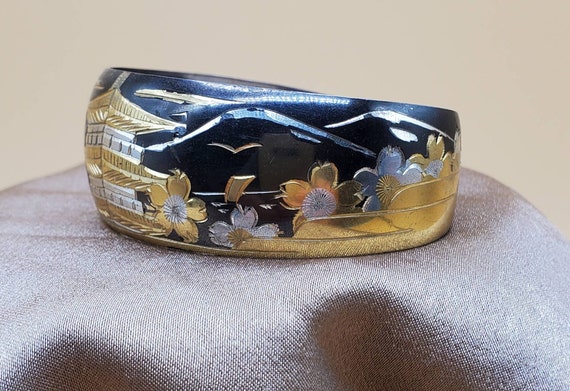 Vintage Japanese Damascene Silver Bracelet - image 3