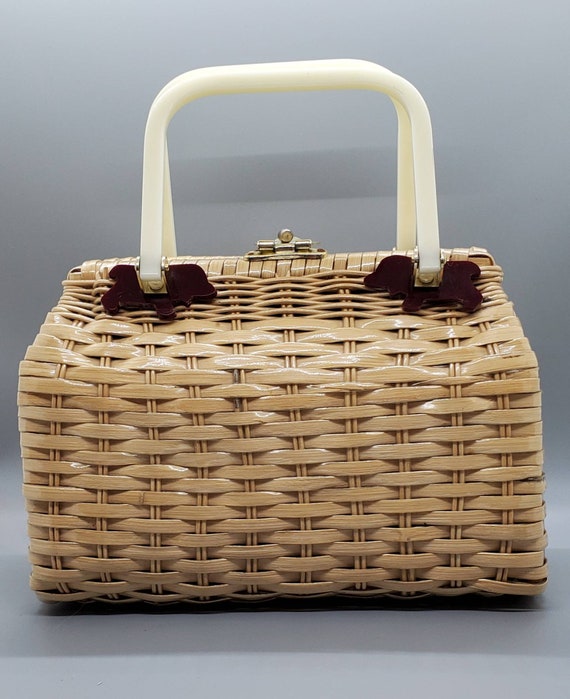 Vintage Wicker Lucite Handbag